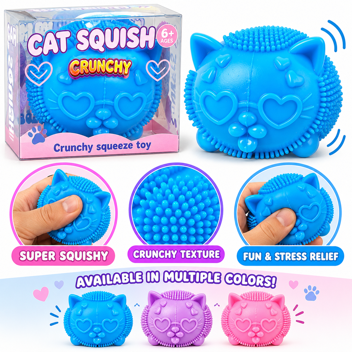 Crunchy Cat Squishy Toy | Sensory Fidget Toy