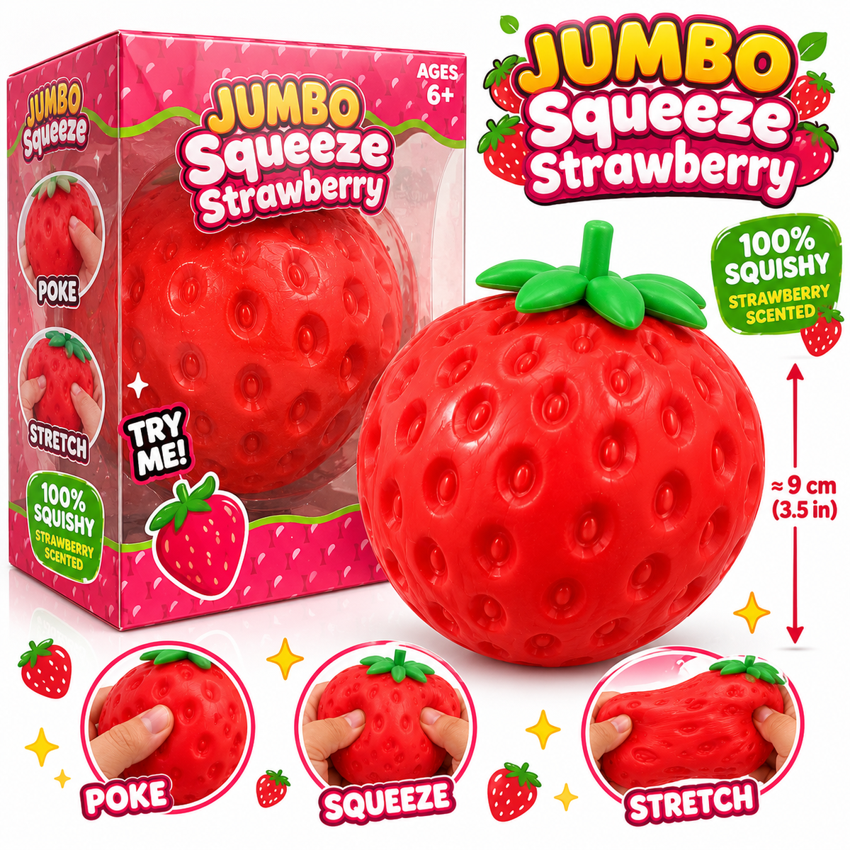 Jumbo Strawberry Squishy Toy | Sensory Fidget Toy
